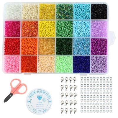 China Jewelry Making DIY Craft Accessories Beaded DIY Jewelry Accessories 24 Material Handmade Grid Mixed Color Jewelry Making Rice Glass Beads for sale