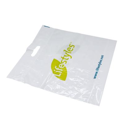 China Recyclable Polythene Bags Factory Directly Offer High Quality Custom Logo Printing Punch Hole Bag Clothing Plastic Bag for sale