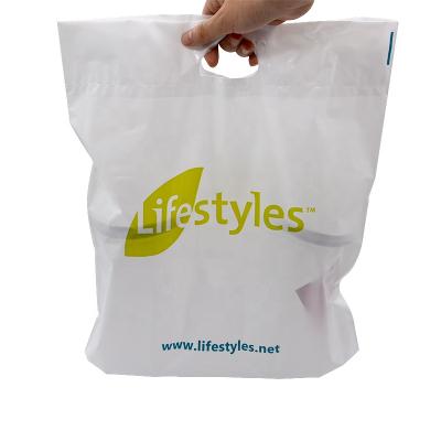 China Hot Selling Printed PE Eco-friendly Disposable 100% Biodegradable With Logos / Reusable Plastic Carry Shopping Bags With Handle for sale