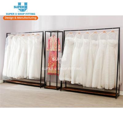 China Custom fashion boutique store display stand for bridal wedding dress metal wedding shop store for sale