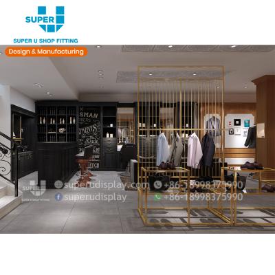 China Good Quality Wooden Counter Display Kiosk Store Fixtures For Mens Clothing Retail Store Man Clothes Shop Interior Decoration Customized Design for sale