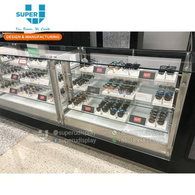 China MDF Mall Kiosk Glasses Optical Sunglasses Show Reception Eyewear Stainless Steel Optical Shop Counter Design for sale