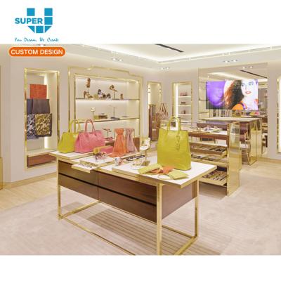 China Custom MDF Merchandise Department Commercial POS Advertising Ladies Handbag Display Showcase for sale