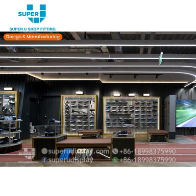 China Customized Modern Luxury MDF Sportswear Store Interior Design Showroom Unique Decoration Ideas for sale