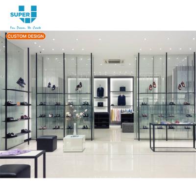 China MDF Factory Shoe Rack Display Rack Retail Store Glass Commercial Shoes Show Racks For Boutique Store for sale