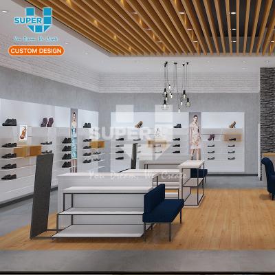 China MDF Fashion Shoe Store Showcase Shop Display Furniture Shoes Showcase Designs for sale