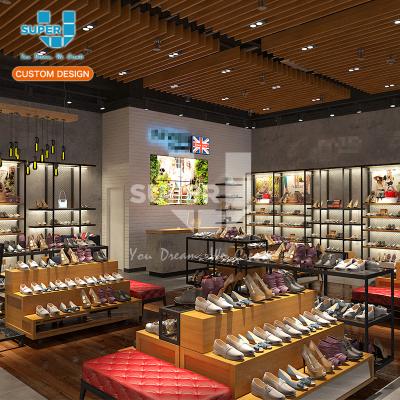 China MDF Wooden Shoe Shop Fixture Custom Retail Shoe Shop Display Fixtures for sale