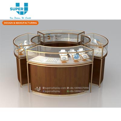 China Customized Design Custom Glass Round Jewelry Display Counter for sale