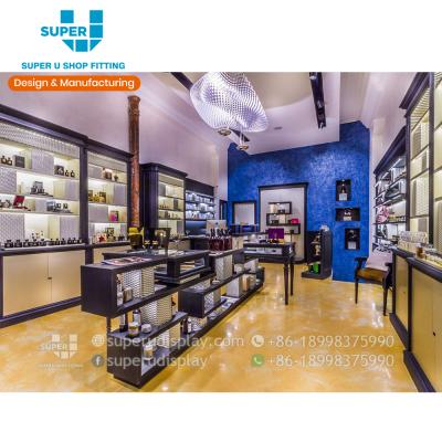 China Fashion Perfume Luxury Retailer Store Show Wooden Shopfittings Fitout Tailor Design Exquisite Fragrance Store Showroom Interior for sale