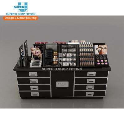 China Fashion cosmetics makeup display stand retail make up furniture showcase gondola beauty store cosmetic display showcase for sale