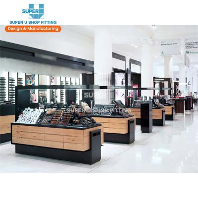 China MDF Beauty Salon Commercial Vending Cases Make Up Stand Gondola Display Retail Store Decoration Cosmetic Display Cabinet for sale