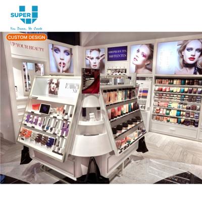 China MDF fashion new modern style cosmetic shop retail makeup store layout design for sale