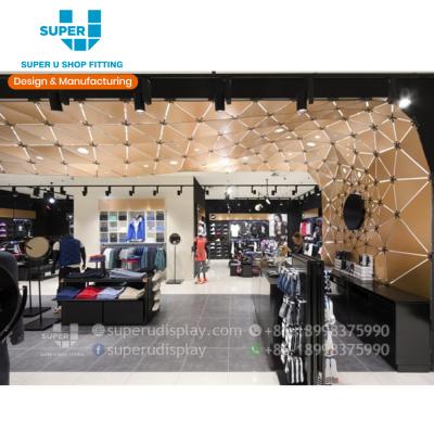 China Unique Fashion Sportswear Store Gym Interior Decoration Building Concept Sports Chain Stores Show Furniture China Wholesale for sale