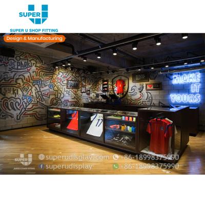 China Modern Stylish MDF Store Display Systems Interior Design Sports Store Display Decoration China Designer for sale