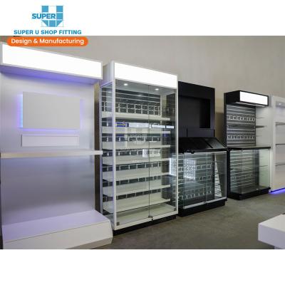 China Custom MDF Wall Showcase Furniture Display Rack Electronic Store Showcases Retail Store Appliance Furniture for sale