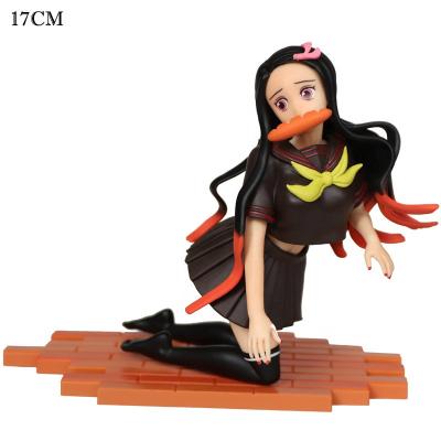 China PVC Figures 15cm Demon Slayer: Kimetsu No Yaiba Fire Kamado Tanjirou Statue Plastic Anime Figure for sale