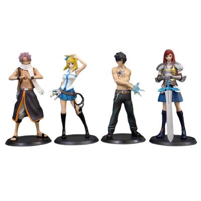 China Fairy Model Toys Lucy Heartfilia Natsu Dragneel Gray Erza Scarlet Anime Collectible Figures Toy 15cm Tail 4pcs/set Cartoon for sale