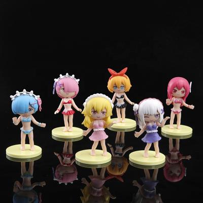 China Cartoon Toy Swimsuit Rem Figure 6 / set of Rem Ram Model Re version of Q: A doll from life in another world from scratch for sale