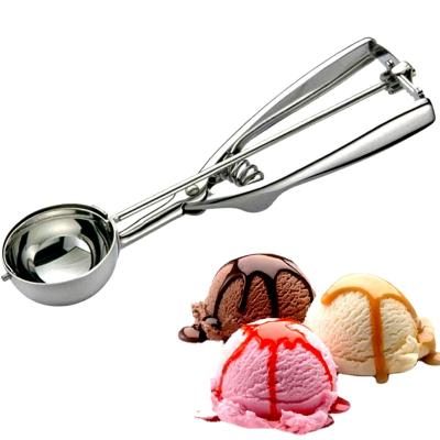 China Amazon Silver Selling 4/5/6 Cm Sustainable Hot Gourmet Scoop I Spoon Fruit Ice Cream Scoop Of Stainless Steel With Rotating Design for sale