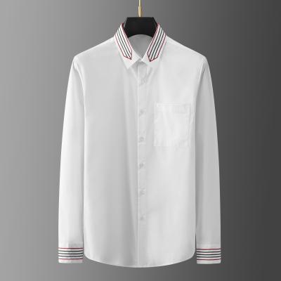 China Anti-pilling Hot New Sleeve Collar Arrow Stripe Embroidered Mens Long Sleeve Shirt for sale