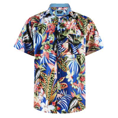 China anti-wrinkle hawaiian-shirt-wholesale floral casual wear short sleeves for men's polyester for sale