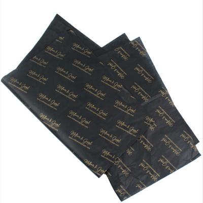 China Recycled Materials Gold Brand Logo Printing Gift Wrapping Black Custom Tissue Paper For Wrapping for sale