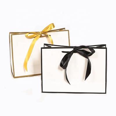 China Small Color Recyclable High End Paper Bags Gift Bags Jewelry Square Paper Bags With Bow Ribbons for sale