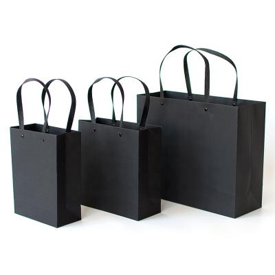 China Recyclable Custom Flat Bottom Handle Black High Quality Square Logo Luxury Bag for sale