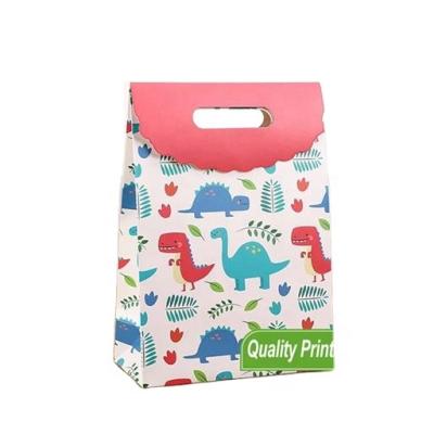 China Recyclable Cute Dinosaur Gift Bag Kids Candy Gift Printed Paper Bag for sale