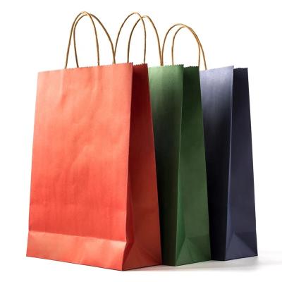 China Cheap Recyclable Biodegradable Color Print Kraft Takeout Bag Thank You Bag for sale