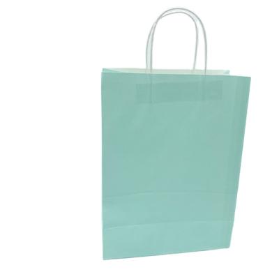 China Recyclable Kraft Paper Bag with Handles Solid Color Gift Packaging Bags for Shop Clothes Wedding Christmas Party Supplies Handbags for sale