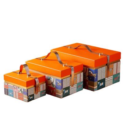 China Recycled Materials Customized New Orange Box Ins Style High End Gift Box And Gift Box Birthday Wedding for sale