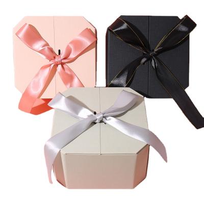 China Recycled Materials Hot Selling Octagonal Gift Box With Flip Top High End Creative Lipstick Gift Box for sale