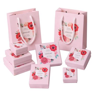 China Recycled Materials Custom Printed Cardboard Paper Box Earrings Luxury Necklace Ring Jewelry Box for sale