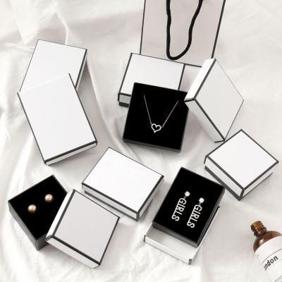 China Hot Selling Gift Box Recycled Custom Cheap Pure White Black Cute Materials Small Border Small Jewelry Box for sale