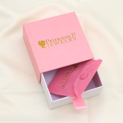 China Recycled Materials Wholesale Custom Logo Printing Box Pink Jewelry Packaging Box for sale