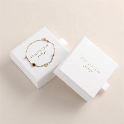 China Recycled Materials Cardboard Luxury White Paper Bracelet Necklace Small Jewelry Box for sale