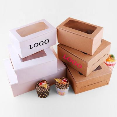 China OEM 2021 Recycled Materials Custom Logo Printing Takeaway Kraft Paper With Transparent Windows for sale