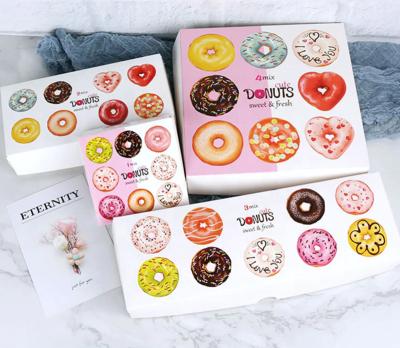 China Recycled Materials Custom Printed Logo Disposable Food Grade Paper Donut Cake Box Bakery Packaging Box for sale