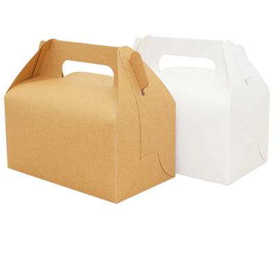 China Recycled Recyclable Materials Kraft Paper Box With Handle For Cookie Muffin Packaging Box for sale