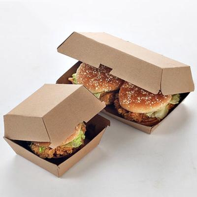 China Recycled Materials Wholesale Custom Disposable Food Grade Cardboard Hamburger Packaging Hamburger Box for sale