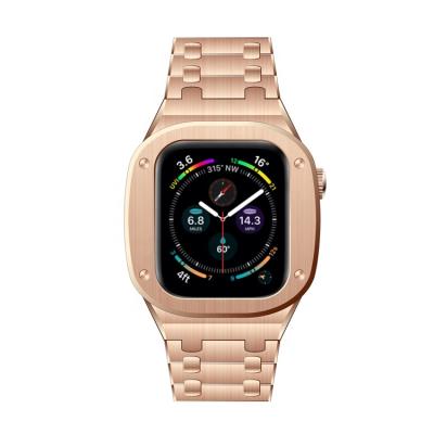 China Custom Chronograph Logo Premium Stainless Steel Silicone Apple Watch Iwatch Case for sale