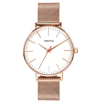 China Chronograph OEM ODM Private Label Wrist Women Quartz Stainless Steel Mesh Mounted Gold Ladies Quartz Watch for sale