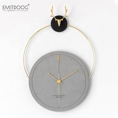 China Europe Design EMITDOOG Minimalist Modern Christmas Promotion Deer Wall Art Metal Decorative Wall Clock Custom Modern Wall Clock for sale