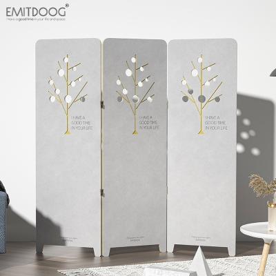 China Europe EMITDOOG Design Modern Wooden Carved Decoration 3 Panels Screen Room Divider Wood Carving Folding Screen Partition for sale