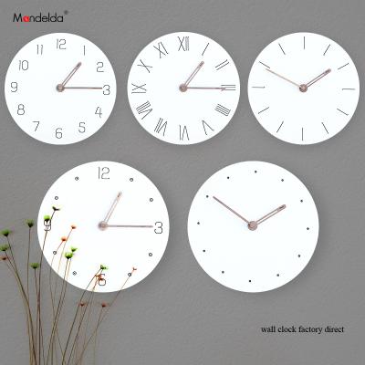 China Antique Style Mandelda 2018 White Round Wooden Clocks Roman Numerals Mirror Digital Quartz Home Decor DIY Promotional Wall Clock On The Wall for sale