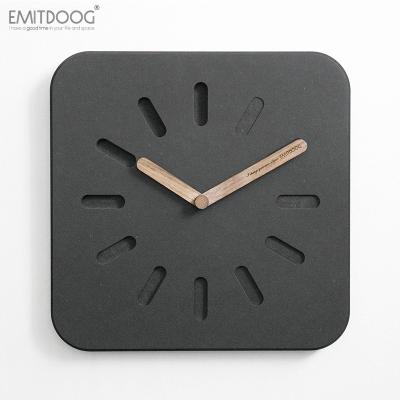 China EMITDOOG Antique Style 12 Inch New Design Forescolor MDF Wooden Decorative Square Quartz Wall Watch Silent Concrete Clock for sale