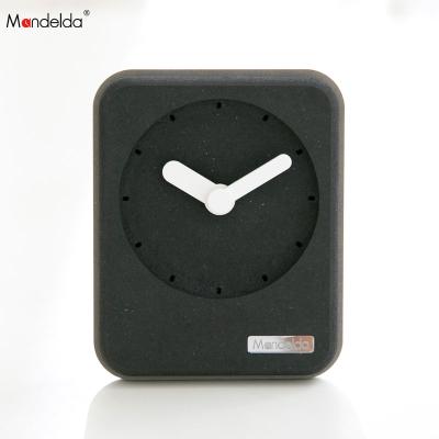 China Mandelda Style 18mm Office Desk Clock Wood Promotion Clock Antique Modern Black Silent Portable Square Quartz DIY Concrete Watch As Gift for sale