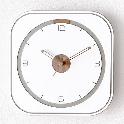 China Antique style Guangzhou 12 inch Forescolor square home decoration clock quartz watch Non-ticking wooden wall, color box packing for sale