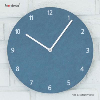 China Mandelda Modern Creative Blue Waterproof Wall Clock Antique Style Large 10 Inch Light Round Watch Promotion Living Room Decor Home Clock for sale